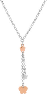 'Lorelei' Dames 925 Sterling Zilver Set: Ketting + Armband + Oorbellen - Zilver/Roze SET-7386 Zilver en roségoud - One Size