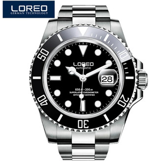 LOREO Luxury Brand Diving Men Military Sport Watches Men's Automatic Mechanical Clock Waterproof 200M Date Wristwatch Reloj