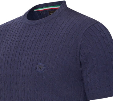 Loreto cable knit tee Blauw - XL