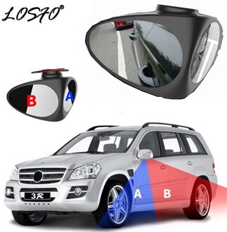 LOSFO Auto 360 graden groothoek achteruitkijkspiegel convex veiligheid rijden vergrootglas spiegel Voertuig Dodehoekspiegel Kleine Ronde Spiegel rechtsaf driving zwart