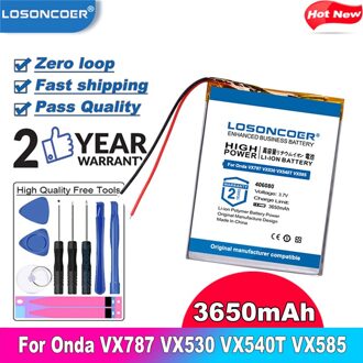 LOSONCOER 3650mAh For Onda VX787 VX530 VX540T VX585 High Capacity Rechargeable Li-Polymer Li-ion Battery High Capacity Version