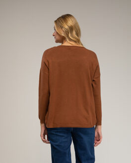 Losse fijngebreide trui Bruin - M