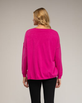 Losse fijngebreide trui - maat S Fuchsia
