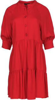 Losse rode jurk met ruches Rood