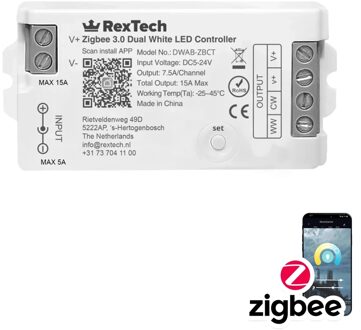 Losse Zigbee controller voor Dual White led strips te bedienen met Philips Hue