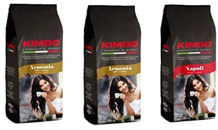 Lot de Café en Grains Kimbo - (3 Paquets de 500g) -Harmony 100% Arabica (x2) Kimbo Naples (x1)
