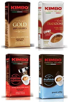 Lot de Café Moulu Kimbo 6 Paquets de 250g-100% Arabica Gold x2 Ancient Tradition x2, expressed Neapolitan x1 Decaffeinated x1
