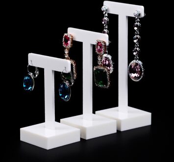 Lot Van 3 Wit Acryl Oorbellen Display Houder Acryl Sieraden Display Houder T Vorm Stud Oorbellen Oorbellen Showcase