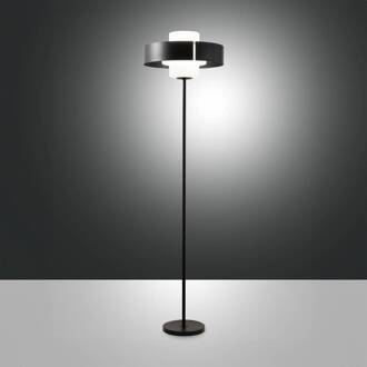 Loto vloerlamp, zwart, hoogte 170 cm, glas, voetdimmer, E27 zwart, wit