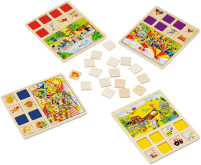 Lotto: BOERDERIJ, CIRCUS... 21x25cm, hout