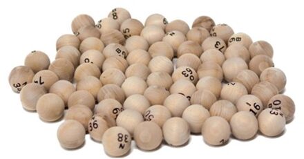 Lotto kien ballen 90 stuks hout 24mm. genummerd