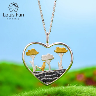 Lotus Fun Real 925 Sterling Silver Natural Creative Handmade Fine Jewelry Planting Trees of Clouds Pendant without Necklace