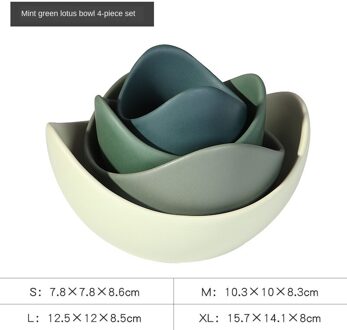 Lotus Keramische Kom Gerechten En Platen Sets Creatieve Fruitschaal Eenvoudige Zen Decor Opslag Fruit 3/4/5 stuks Set Keramische Diner Platen groen 4stk