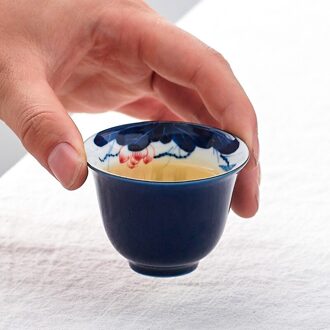 Lotus Kleine Thee Kom Blauw Handgeschilderde Thee Cup Keramische Jingdezhen Theekopje Huishoudelijke thee Cup A