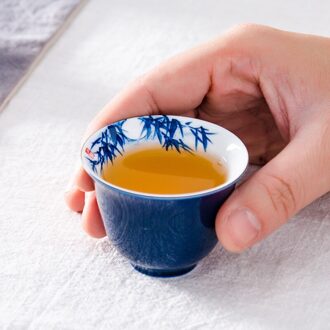 Lotus Kleine Thee Kom Blauw Handgeschilderde Thee Cup Keramische Jingdezhen Theekopje Huishoudelijke thee Cup B