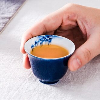 Lotus Kleine Thee Kom Blauw Handgeschilderde Thee Cup Keramische Jingdezhen Theekopje Huishoudelijke thee Cup C