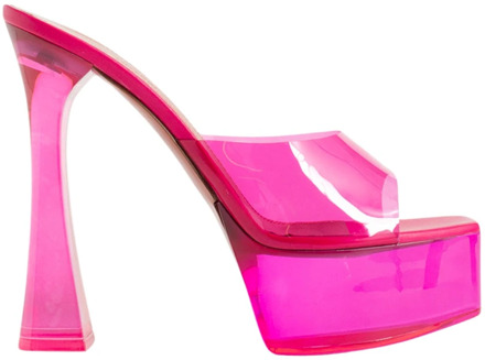 Lotus Pink Glass PVC Platform Sandalen Amina Muaddi , Pink , Dames - 36 1/2 Eu,37 Eu,36 Eu,40 Eu,41 Eu,38 1/2 Eu,37 1/2 Eu,38 EU