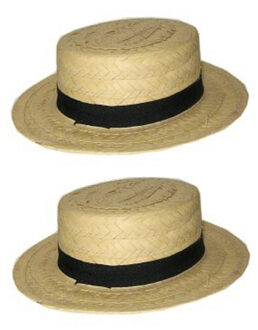 Lou Bandy gondoliers verkleed hoedje - 4x stuks - Stro/riet hoedjes - voor volwassenen