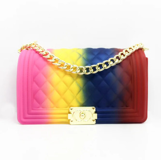 LOU High Qyality Fashion Color Ful Jelly Women's Shoulder Bag Chains PVC Luxury Ladies Hand Bags Messenger Bags 2020 New Brand