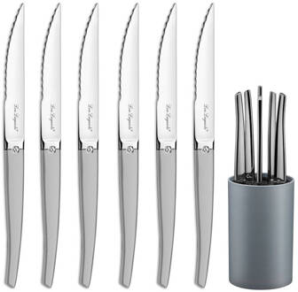 Lou laguiole 6-pc Lou Laguiole Jet mat steak knives in blok