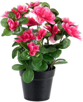 Louis Maes Azalea Kunstbloemen - in pot - rood/roze - H25 cm Donkerroze