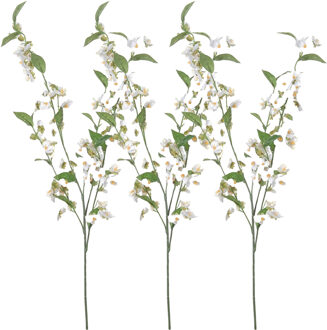 Louis Maes Bloesem kunstbloem/tak - 3x stuks - wit - 85 cm - appelbloesem