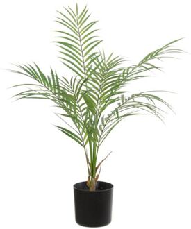 Louis Maes Groene areca palm/goudpalm Dypsis Lutescens kunstplant in zwarte kunststof pot 60 cm - Kunstplanten