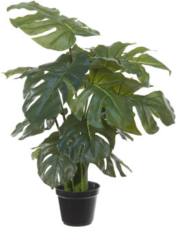 Louis Maes Groene Europalm Split Philo Kunstplant In Zwarte Kunststof Pot 55 Cm - Kunstplanten