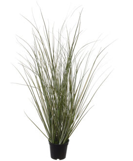 Louis Maes Groene Helmgras/duingras Kunstplant In Zwarte Kunststof Pot 50 Cm - Ammophila Arenaria - Woondecoratie