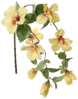 Louis Maes Hibiscus kunstbloemen - geel - hangende tak - 165 cm - zomer thema