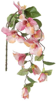 Louis Maes kunstbloemen - Hibiscus - roze - hangende tak van 165 cm - Hawaii/Zomer thema