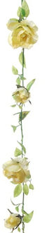 Louis Maes kunstplant bloemenslinger Rozen - geel/groen - 225 cm - kunstbloemen