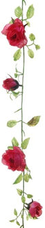 Louis Maes kunstplant bloemenslinger Rozen - rood/groen - 225 cm - kunstbloemen