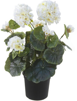 Louis Maes Kunstplant - Geranium - wit - in pot - H33 cm