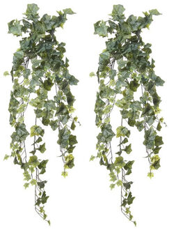 Louis Maes kunstplant met blaadjes hangplant Klimop/hedera - 2x - groen - 105 cm