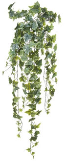 Louis Maes kunstplant met blaadjes hangplant Klimop/hedera - groen/wit - 105 cm