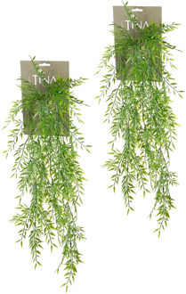Louis Maes kunstplanten - 2x - Bamboe - groen - hangende takken bos van 175 cm