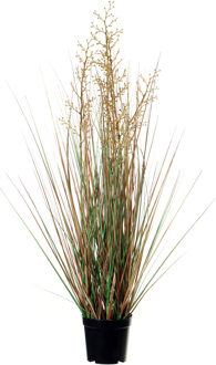 Louis Maes Quality kunstplant - Siergras met bes - groen/bruin - H75 cm - in pot