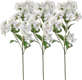 Louis Maes Set van 3x stuks bloesem kunstbloem/tak - appelbloesem wit - 60 cm