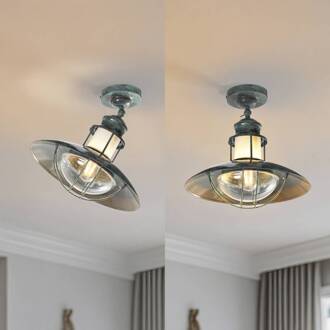 Louisanne plafondlamp, grijsgroen, metaal, Ø 35cm grijsgroen, helder