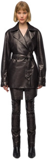 Louise - Black Leather Leren Jas VSP , Black , Dames - 2Xl,L,S
