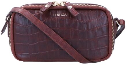 LOULOU ESSENTIELS 04Mobilebag Classy Croc cacao Damestas Bruin - H 10 x B 17 x D 2