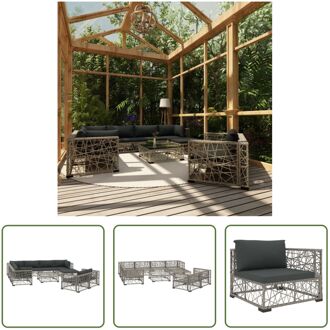 Lounge - Hoekbankenset - PE-Rattan - Grijs - 70x70x52.5 cm - Inclusief kussens