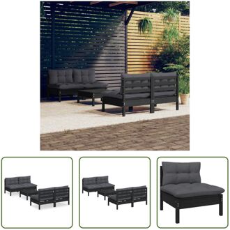 Lounge middenbank grenenhout - 63.5x63.5x62.5 cm - zwart