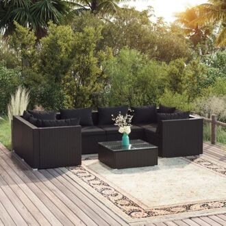 Lounge Poly Rattan Tuinset - Modulair Design - Hoogwaardig Materiaal - Stevig Frame - Comfortabele Zwart