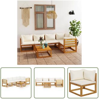 Lounge Set - Acaciahout - Modulair - Crème-kleurig kussen - Weerbestendig - 68x70x60cm