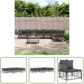 Lounge-Set - Antraciet - Poly Rattan - 72x72x66 cm - Weerbestendig Grijs