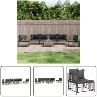 Lounge Set - Antraciet poly rattan - Hoekbank 72x72x66 cm - Middenbank 72x70x66 cm - Tafel 70x70x34 cm Grijs