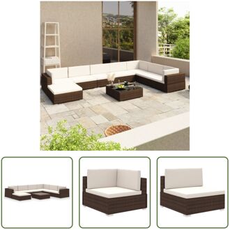 Lounge Set - Bruin - 100% Polyester - 6 cm dik kussen - Afmetingen (L x B x H) - Inclusief hoekbank