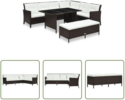 Lounge set - bruin - L-vormige bank - 220 x 172 x 82 cm - PE rattan